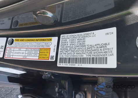 2024 Honda Accord Hybrid Touring from USA, damaged, VIN 1HGCY2F85RA073369